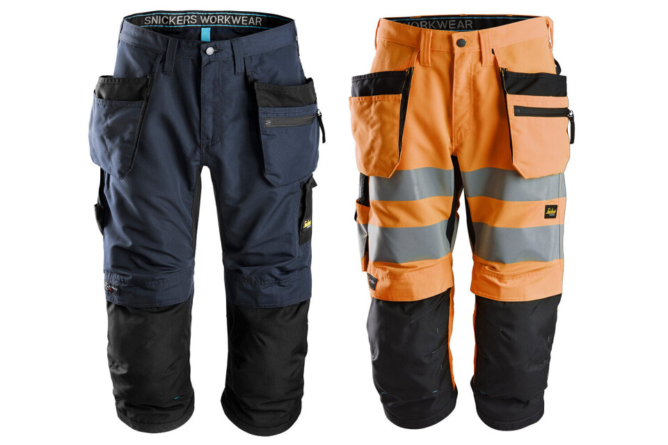 Om du trenger knebeskyttelse på varme dager er en piratbukse et godt alternativ. Snickers Workwear har flere modeller, også for deg som trenger synlighetstøy.