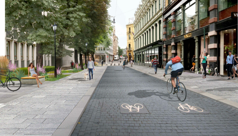 Akersgata mellom Prinsens gate og Grensen i Oslo skal oppgraderes for å bedre forholdene for syklende og gående.